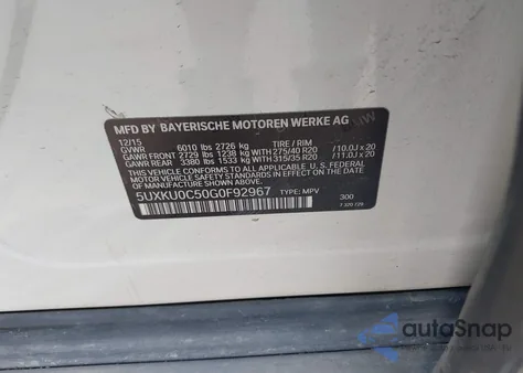 2016 BMW X6 Sdrive35I z USA, uszkodzony, nr VIN 5UXKU0C50G0F92967